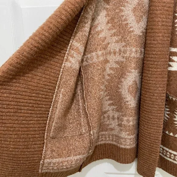 Tahari Aztec Print‎ Open Front Cardigan Sweater Womens XS Boho Oversized - Picture 4 of 9